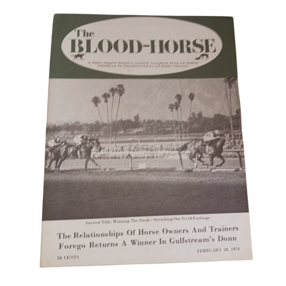 Vtg‎ 1974 Blood Horse Magazine February 18 Ancient Title Winning the Strub - Picture 1 of 4